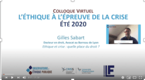 Ethique et crise : quelle place du droit ?